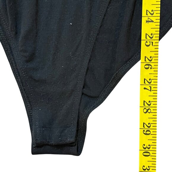 Free Press Black Crushed Velvet Long-Sleeve Wrap Bodysuit L  Boho Chic Quiet Lux - Picture 7 of 9